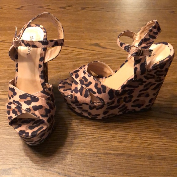 Xhilaration Shoes - Xhilaration faux suede leopard wedge sandal heels!
